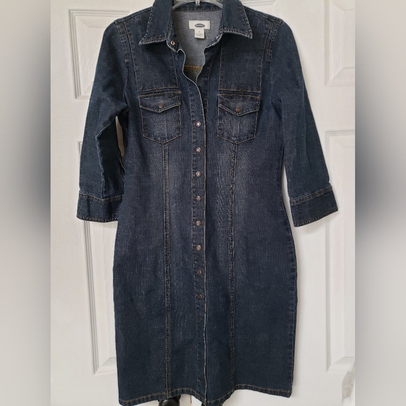 Old Navy Dresses & Skirts - Old Navy Denim Above the Knee Snap Front Dress 3/4 Sleeve size 6